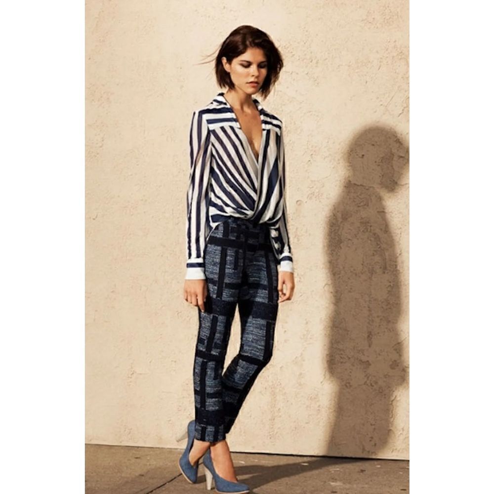 Derek Lam 10 Crosby Midnight box-jacquard straight-leg pants 6